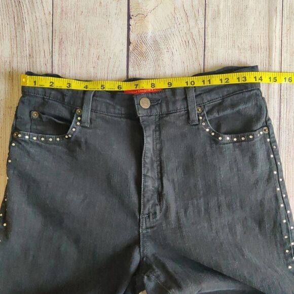 NYDJ rhinestones studded high rise bootcut jeans 6 - Picture 7 of 9